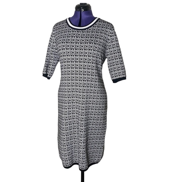 DKNY Dresses & Skirts - DKNY black and white dress crew neck size L